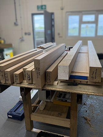 Oak machined to size